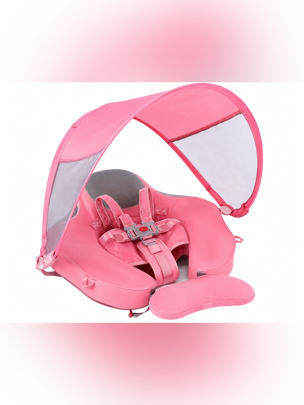 Mambobaby Float Add Tail Baby Swim Float With Canopy – Flamingo Pink